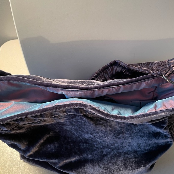 NEW Handmade BLUE GRAY Silk Velvet Bag, Tote, Hobo, Handbag, Upcycled, Party - Picture 8 of 11